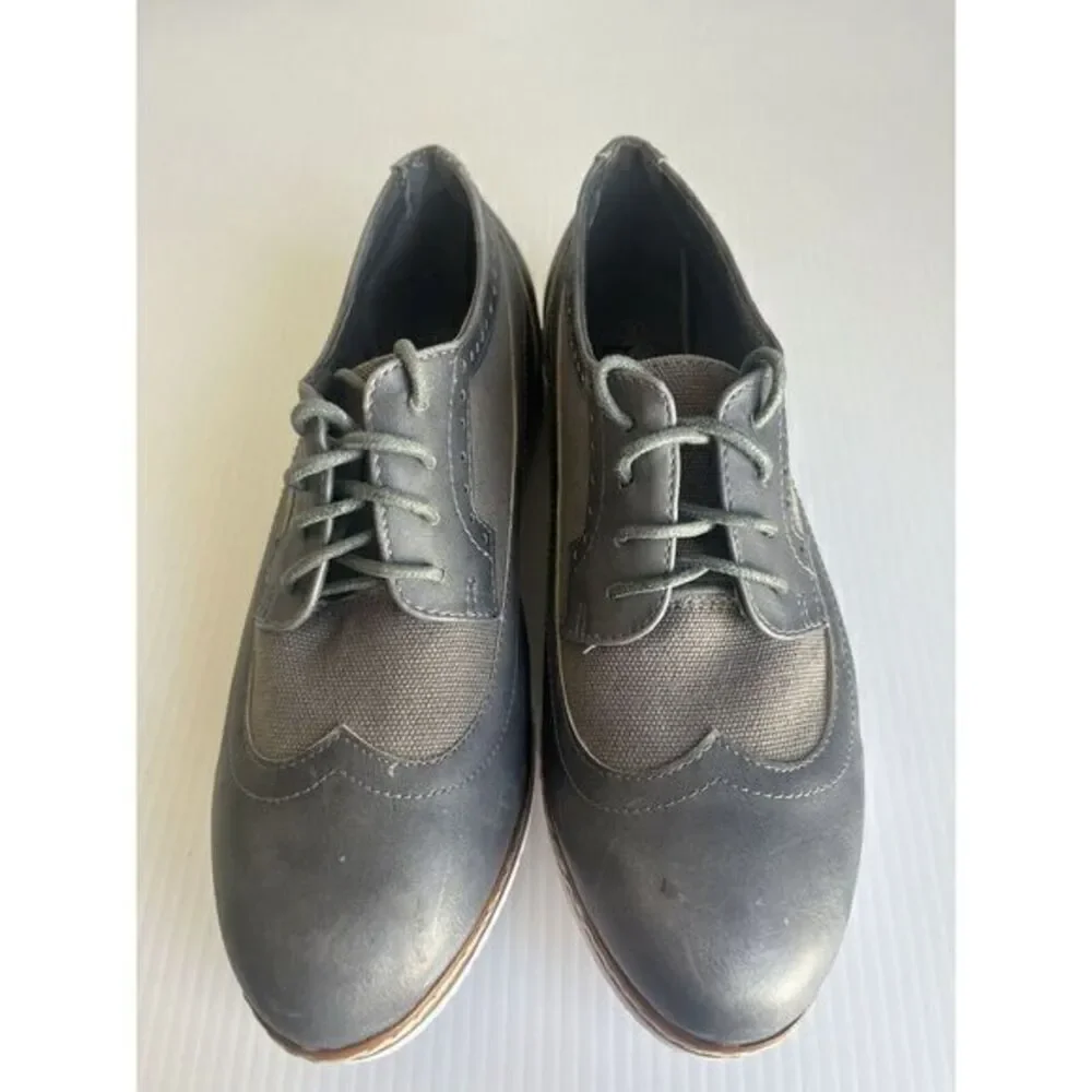 Nature Breeze Women Lace Up Loafer Sneakers‎ Spectator Gray  Shoes 9 White Sole